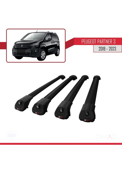Peugeot Partner 2019 ve Sonrası ile Uyumlu Ace-1 Ara Atkı Tavan Barı Siyah 4 Adet Bar modelleri