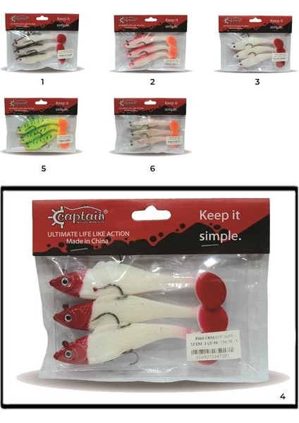 3568 Cracker Soft 12CM Levrek Turna Silikonu 3&#039;LÜ Set Suni Balık