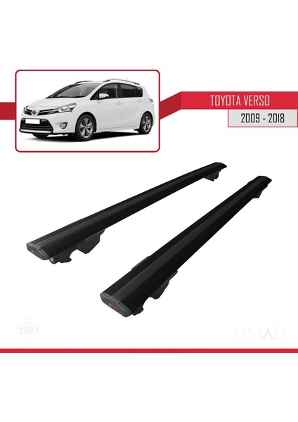 Toyota Verso 2009-2018 Arası ile Uyumlu Hook Model Anahtar Kilitli Ara Atkı Tavan Barı Siyah modelleri