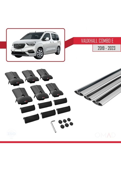 Vauxhall Combo E 2019 ve Sonrası ile Uyumlu Fly Model Ara Atkı Tavan Barı Gri 3 Adet Bar indirimleri