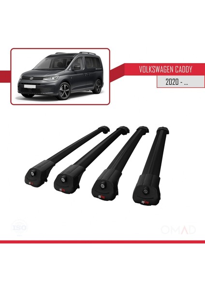 Volkswagen Caddy 2020 ve Sonrası ile Uyumlu Ace-1 Ara Atkı Tavan Barı Siyah 4 Adet Bar