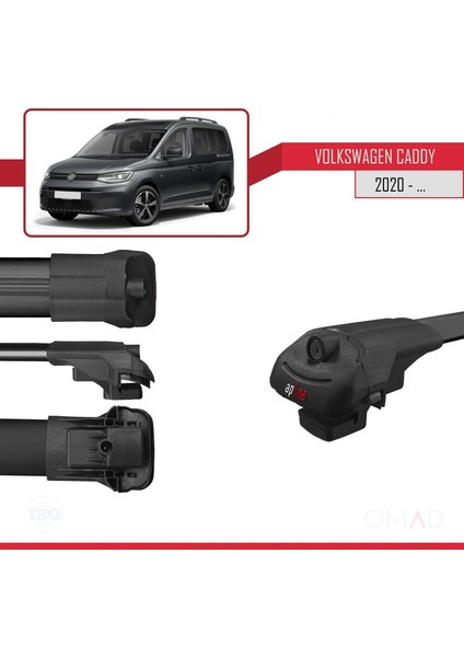 Volkswagen Caddy 2020 ve Sonrası ile Uyumlu Ace-1 Ara Atkı Tavan Barı Siyah 4 Adet Bar