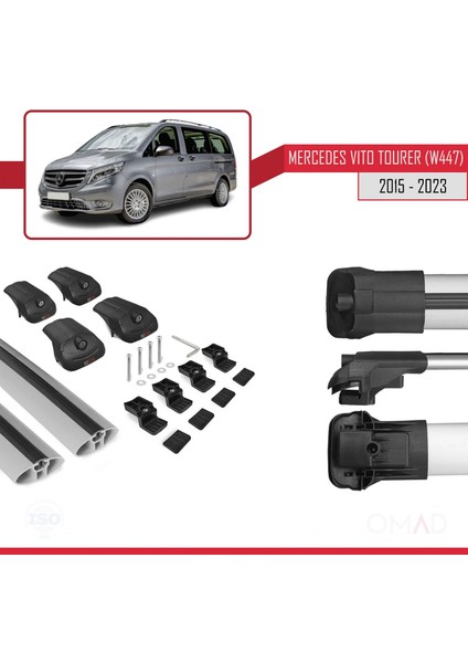 Mercedes Vito Tourer (W447) 2015 ve Sonrası ile Uyumlu Ace-1 Ara Atkı Tavan Barı Gri indirimleri