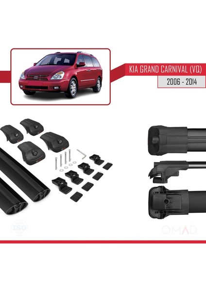 Kia Grand Carnival (Vq) 2006-2014 Arası ile Uyumlu Ace-1 Ara Atkı Tavan Barı Siyah