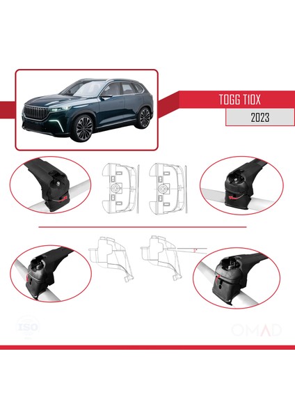 Togg T10X 2023 ile Uyumlu Ace-2 Ara Atkı Tavan Barı Siyah indirimleri