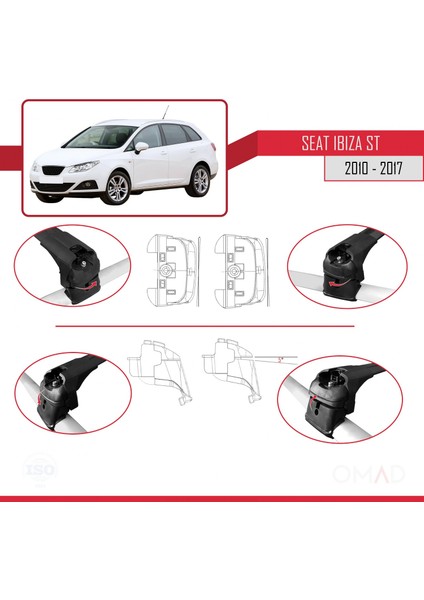 Seat Ibiza St 2010-2017 Arası ile Uyumlu Ace-2 Ara Atkı Tavan Barı Siyah