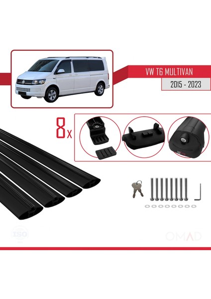 Volkswagen Multivan (T6) 2015 ve Sonrası ile Uyumlu Ace-1 Ara Atkı Tavan Barı Siyah 4 Adet Bar indirimleri