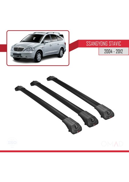 Ssangyong Stavic 2004-2012 Arası ile Uyumlu Ace-1 Ara Atkı Tavan Barı Siyah 3 Adet Bar