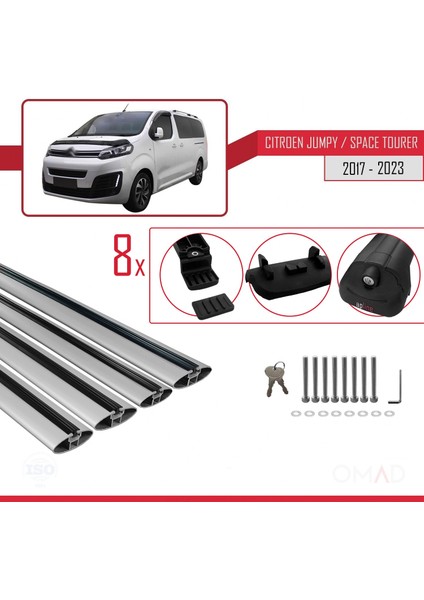 Citroen Jumpy - Space Tourer 2017 ve Sonrası ile Uyumlu Ace-1 Ara Atkı Tavan Barı Gri 4 Adet Bar indirimleri