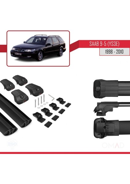 Saab 9-5 (YS3E) 1998-2010 Arası ile Uyumlu Ace-1 Ara Atkı Tavan Barı Siyah indirimleri