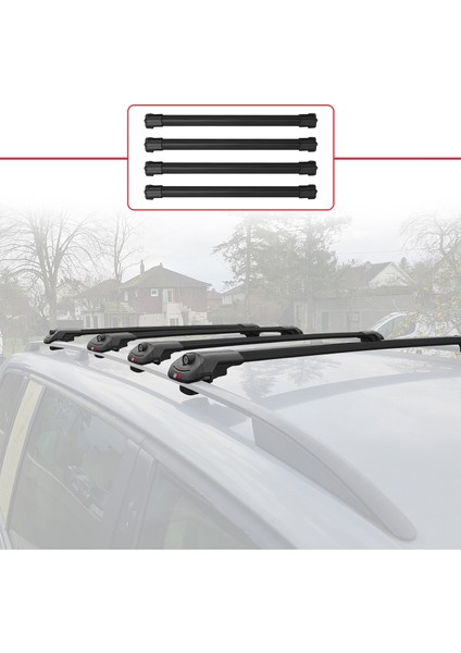 Volkswagen Caravelle (T5) 2003-2015 Arası ile Uyumlu Ace-1 Ara Atkı Tavan Barı Siyah 4 Adet Bar fiyatları
