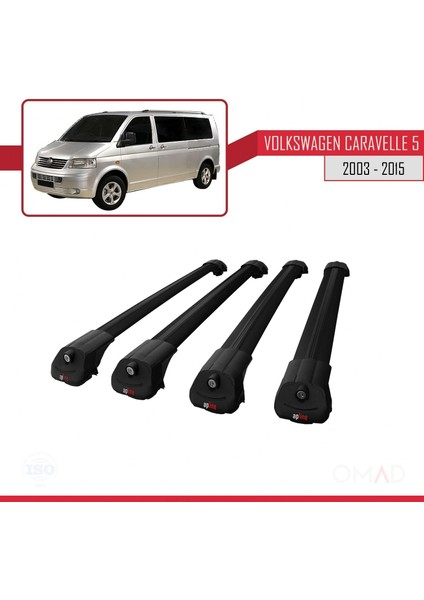 Volkswagen Caravelle (T5) 2003-2015 Arası ile Uyumlu Ace-1 Ara Atkı Tavan Barı Siyah 4 Adet Bar modelleri