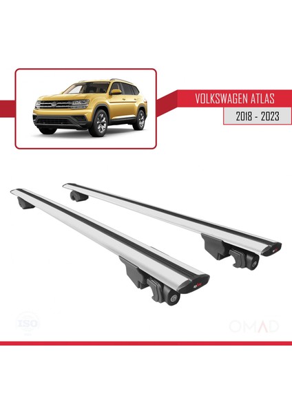 Volkswagen Atlas 2018 ve Sonrası ile Uyumlu Hook Model Anahtar Kilitli Ara Atkı Tavan Barı Gri fırsatları