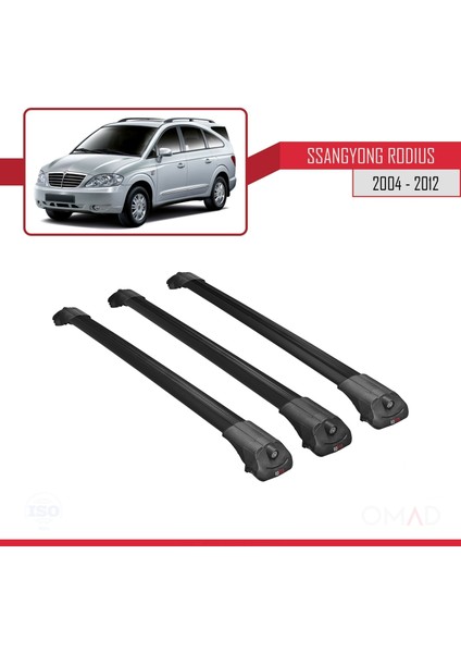Ssangyong Rodius 2004-2012 Arası ile Uyumlu Ace-1 Ara Atkı Tavan Barı Siyah 3 Adet Bar