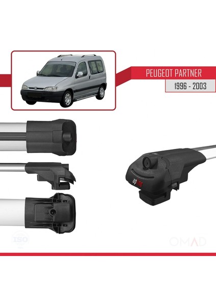 Peugeot Partner 1996-2003 Arası ile Uyumlu Ace-1 Ara Atkı Tavan Barı Gri 4 Adet Bar