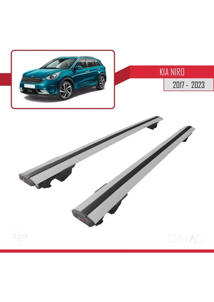 Kia Niro (De) 2017 ve Sonrası ile Uyumlu Hook Model Anahtar Kilitli Ara Atkı Tavan Barı Gri
