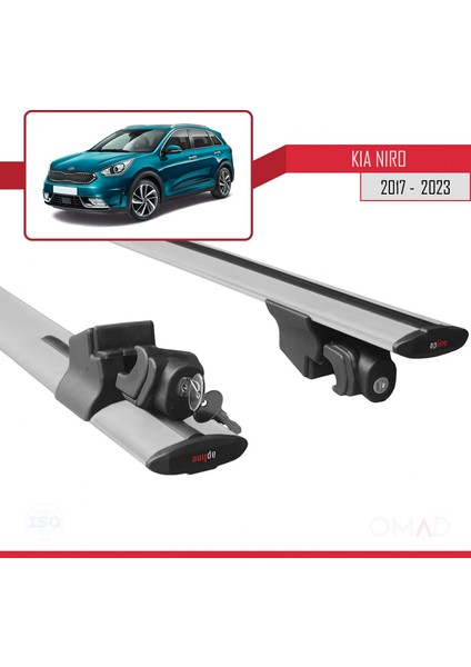 Kia Niro (De) 2017 ve Sonrası ile Uyumlu Hook Model Anahtar Kilitli Ara Atkı Tavan Barı Gri