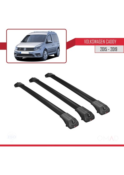 Volkswagen Caddy 2015-2019 Arası ile Uyumlu Ace-1 Ara Atkı Tavan Barı Siyah 3 Adet Bar