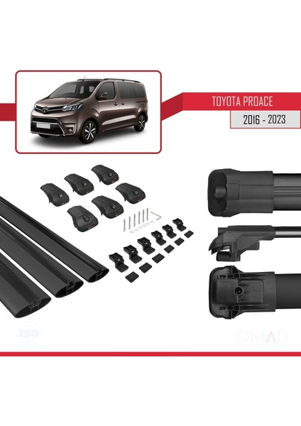 Toyota Proace 2016 ve Sonrası ile Uyumlu Ace-1 Ara Atkı Tavan Barı Siyah 3 Adet Bar indirimleri