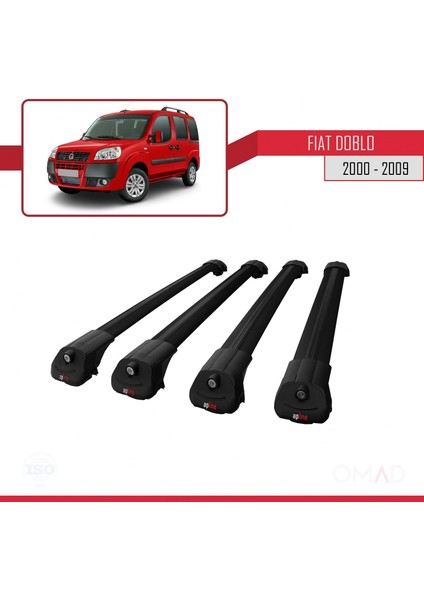 Fiat Doblo 2000-2009 Arası ile Uyumlu Ace-1 Ara Atkı Tavan Barı Siyah 4 Adet Bar