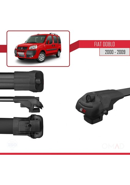 Fiat Doblo 2000-2009 Arası ile Uyumlu Ace-1 Ara Atkı Tavan Barı Siyah 4 Adet Bar