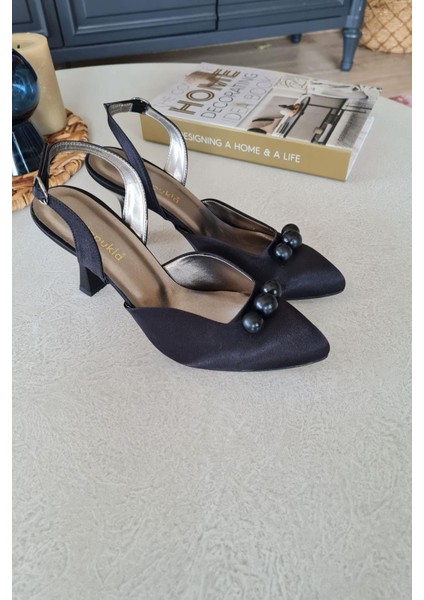 015 3 Top 11P Topukla Kadın Incili 8cm Topuklu Abiye Gelin Ayakkabısı
