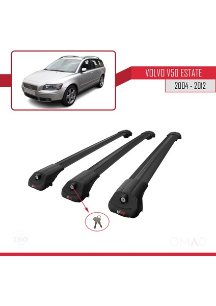 Volvo V50 Estate 2004-2012 Arası ile Uyumlu Ace-1 Ara Atkı Tavan Barı Siyah 3 Adet Bar fırsatları