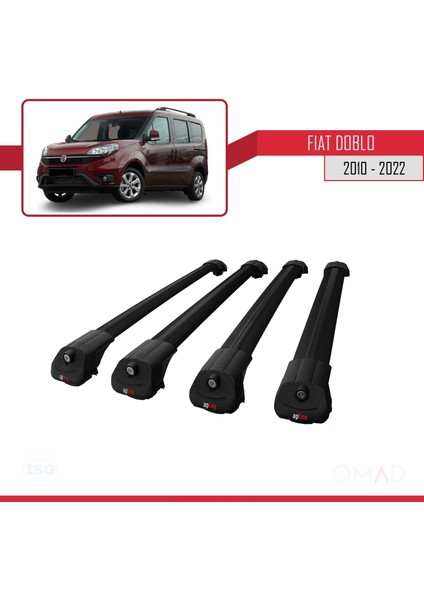 Fiat Doblo 2010-2022 Arası ile Uyumlu Ace-1 Ara Atkı Tavan Barı Siyah 4 Adet Bar