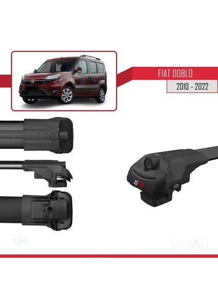 Fiat Doblo 2010-2022 Arası ile Uyumlu Ace-1 Ara Atkı Tavan Barı Siyah 4 Adet Bar