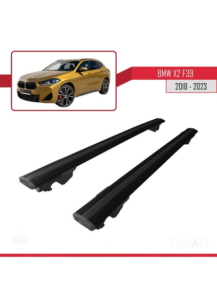 Bmw X2 (F39) 2018 ve Sonrası ile Uyumlu Hook Model Anahtar Kilitli Ara Atkı Tavan Barı Siyah modelleri
