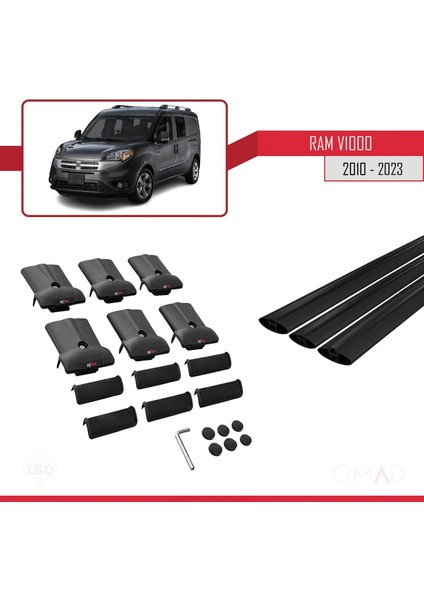 Ram V1000 2010 ve Sonrası ile Uyumlu Fly Model Ara Atkı Tavan Barı Siyah 3 Adet Bar