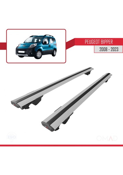 Peugeot Bipper 2008 ve Sonrası ile Uyumlu Hook Model Anahtar Kilitli Ara Atkı Tavan Barı Gri