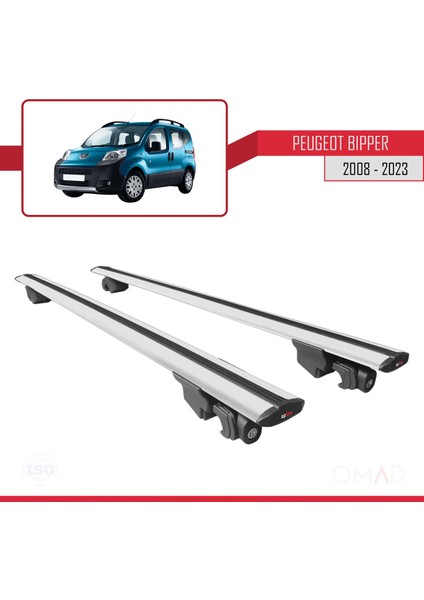 Peugeot Bipper 2008 ve Sonrası ile Uyumlu Hook Model Anahtar Kilitli Ara Atkı Tavan Barı Gri