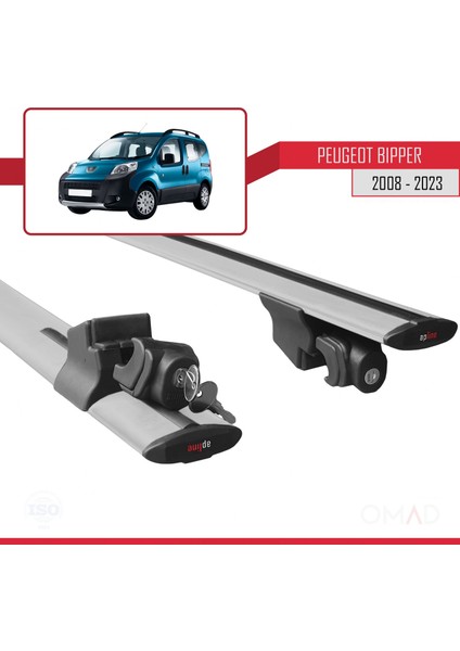 Peugeot Bipper 2008 ve Sonrası ile Uyumlu Hook Model Anahtar Kilitli Ara Atkı Tavan Barı Gri