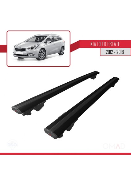 Kia Ceed (Jd) Sw 2012-2018 Arası ile Uyumlu Hook Model Anahtar Kilitli Ara Atkı Tavan Barı Siyah