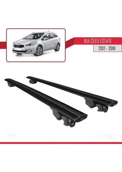 Kia Ceed (Jd) Sw 2012-2018 Arası ile Uyumlu Hook Model Anahtar Kilitli Ara Atkı Tavan Barı Siyah