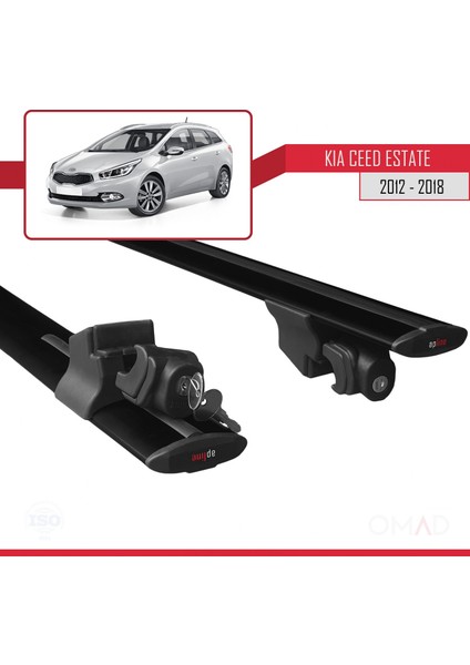 Kia Ceed (Jd) Sw 2012-2018 Arası ile Uyumlu Hook Model Anahtar Kilitli Ara Atkı Tavan Barı Siyah