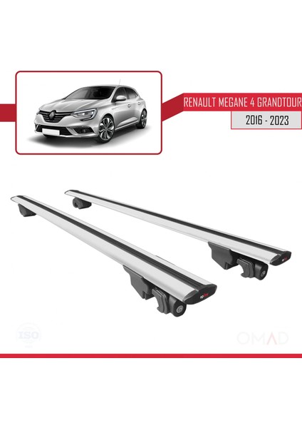 Renault Megane Grandtour 2016 ve Sonrası ile Uyumlu Hook Model Anahtar Kilitli Ara Atkı Tavan Barı Gri fırsatları