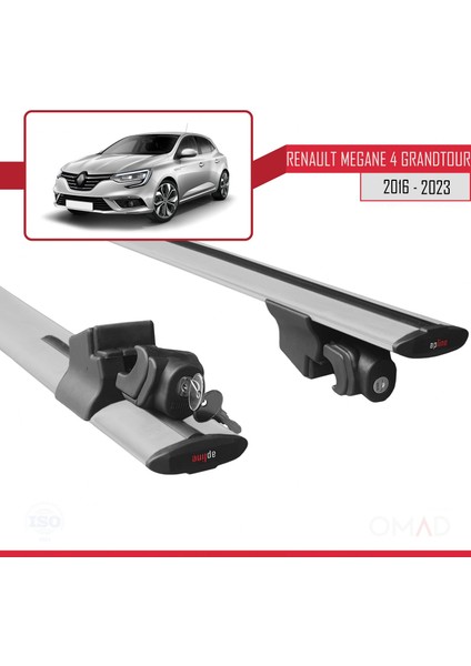 Renault Megane Grandtour 2016 ve Sonrası ile Uyumlu Hook Model Anahtar Kilitli Ara Atkı Tavan Barı Gri indirimleri