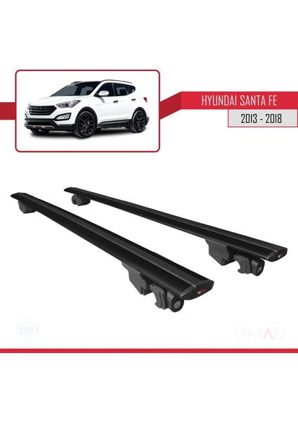 Hyundai Santa Fe (Dm) 2013-2018 Arası ile Uyumlu Hook Model Anahtar Kilitli Ara Atkı Tavan Barı Siyah fırsatları
