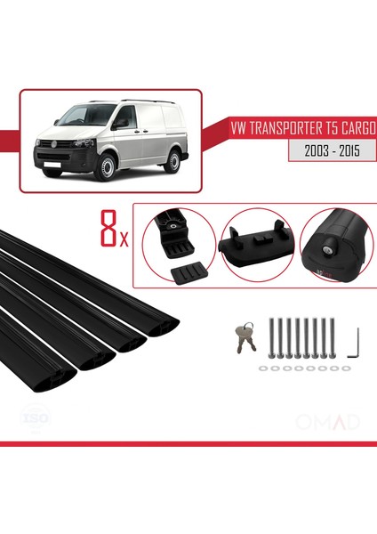 Volkswagen Transporter (T5) 2003-2015 Arası ile Uyumlu Ace-1 Ara Atkı Tavan Barı Siyah 4 Adet Bar indirimleri