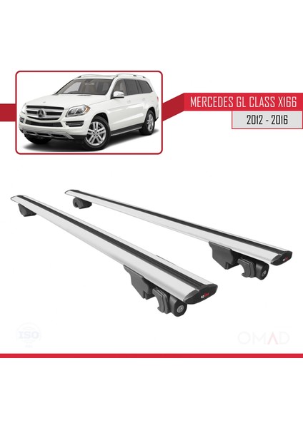 Mercedes Gl (X166) 2012-2016 Arası ile Uyumlu Hook Model Anahtar Kilitli Ara Atkı Tavan Barı Gri fırsatları