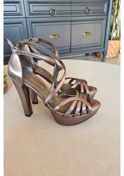 015 5009 15 P Topukla Kadın Abiye Ayakkabı Yüksek Topuklu