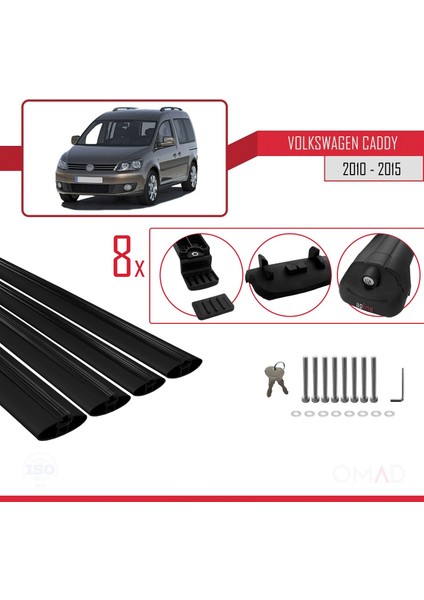 Volkswagen Caddy 2010-2015 Arası ile Uyumlu Ace-1 Ara Atkı Tavan Barı Siyah 4 Adet Bar indirimleri