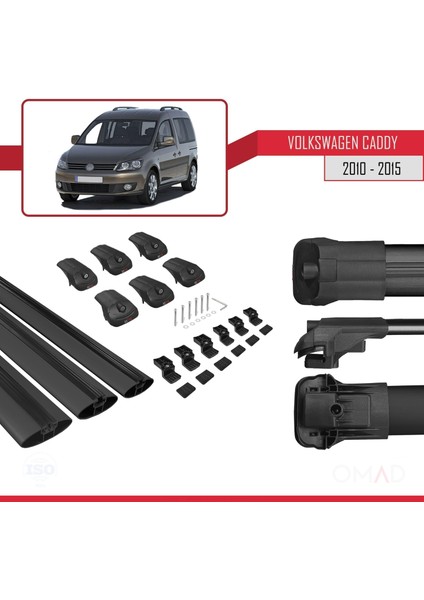 Volkswagen Caddy 2010-2015 Arası ile Uyumlu Ace-1 Ara Atkı Tavan Barı Siyah 3 Adet Bar indirimleri