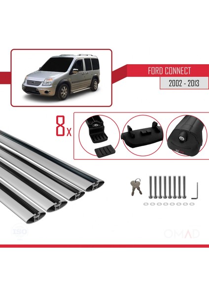 Ford Connect 2002-2013 Arası ile Uyumlu Ace-1 Ara Atkı Tavan Barı Gri 4 Adet Bar