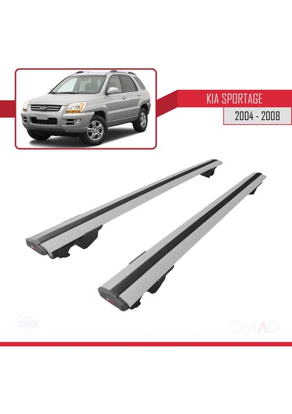 Kia Sportage 2004-2008 Arası ile Uyumlu Hook Model Anahtar Kilitli Ara Atkı Tavan Barı Gri modelleri