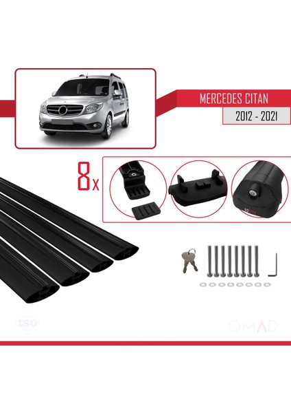 Mercedes Citan 2012-2021 Arası ile Uyumlu Ace-1 Ara Atkı Tavan Barı Siyah 4 Adet Bar fırsatları