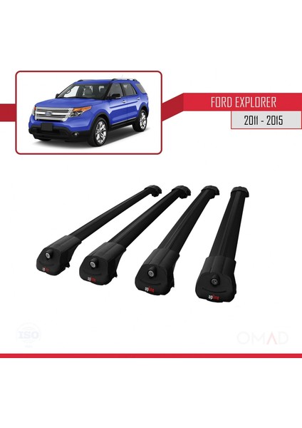 Ford Explorer 2011-2015 Arası ile Uyumlu Ace-1 Ara Atkı Tavan Barı Siyah 4 Adet Bar