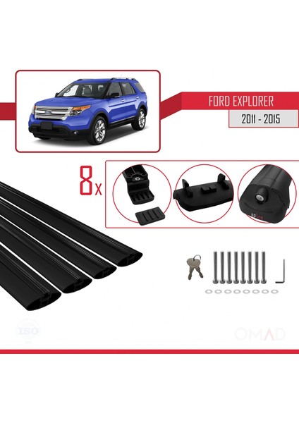Ford Explorer 2011-2015 Arası ile Uyumlu Ace-1 Ara Atkı Tavan Barı Siyah 4 Adet Bar